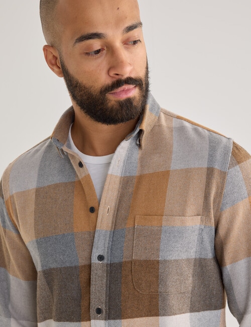 Gasoline Check Long Sleeve Shirt, Brown product photo View 04 L