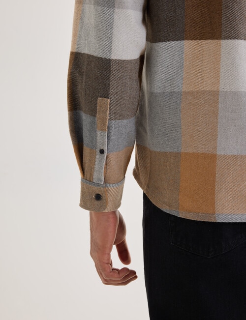 Gasoline Check Long Sleeve Shirt, Brown product photo View 05 L