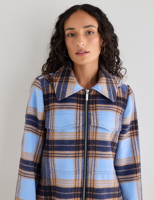 Zest Detachable Hood Coat, Blue Check product photo View 04 L
