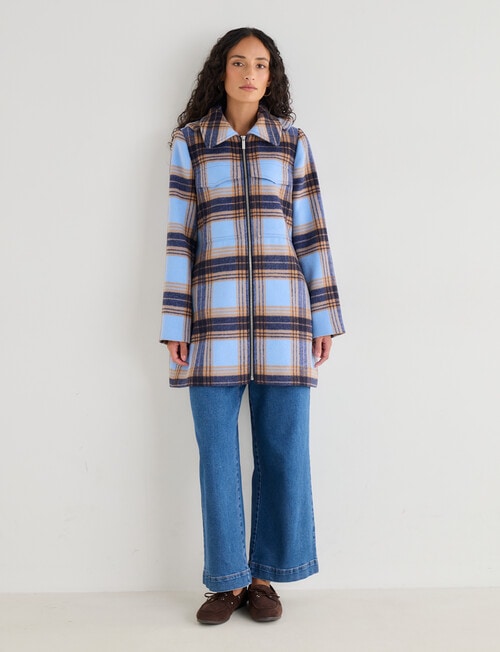 Zest Detachable Hood Coat, Blue Check product photo View 10 L