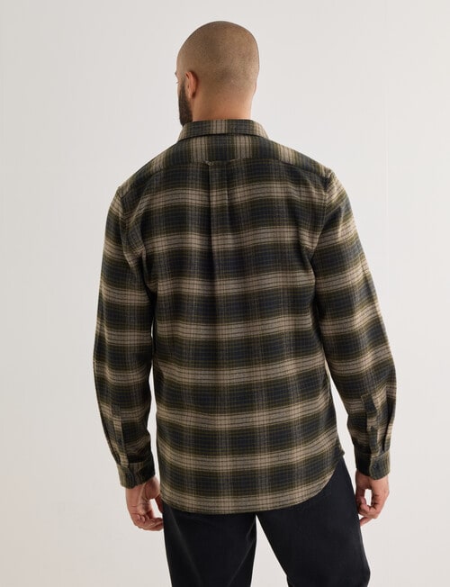 Gasoline Check Long Sleeve Shirt, Green product photo View 02 L