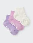 Bonds Logo Outfitting Quarter Crew Socks, 3-Pack, Violet, Lilac Wine & Mascarpone product photo
