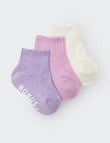 Bonds Logo Outfitting Quarter Crew Socks, 3-Pack, Violet, Lilac Wine & Mascarpone product photo View 02 S