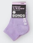 Bonds Logo Outfitting Quarter Crew Socks, 3-Pack, Violet, Lilac Wine & Mascarpone product photo View 04 S