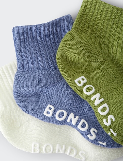 Bonds Logo Outfitting Quarter Crew Socks, 3-Pack, Jungle Fever, Amalfi Coast & Mascarpone product photo View 03 L