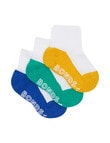 Bonds Logo Outfitting Quarter Crew Socks, 3-Pack, Belize Blue, Frog &Mustard Muse product photo View 02 S