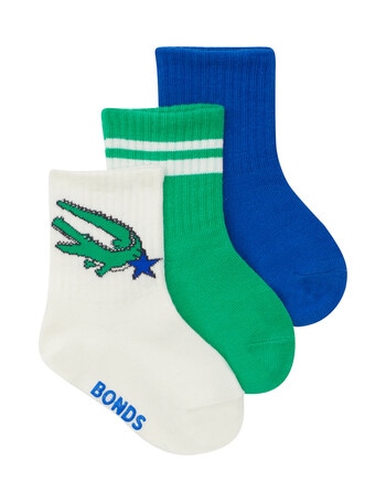 Bonds Stay Ons Ribbed Pattern Crew Socks, 3-Pack, Croc Star product photo