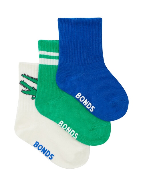 Bonds Stay Ons Ribbed Pattern Crew Socks, 3-Pack, Croc Star product photo View 02 L