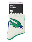 Bonds Stay Ons Ribbed Pattern Crew Socks, 3-Pack, Croc Star product photo View 03 S