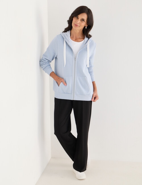 Zip Through Hoodie with Pockets, Aqua product photo View 03 L