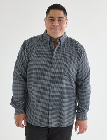 Gasoline King size Mini Check Long Sleeve Shirt, Navy product photo