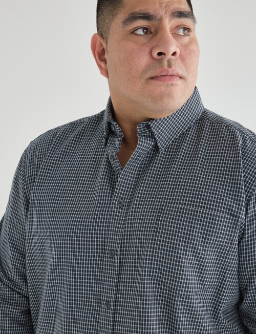 Gasoline King size Mini Check Long Sleeve Shirt, Navy product photo View 04 L