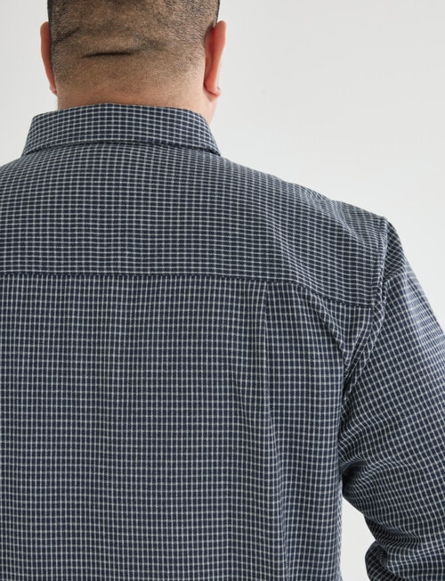 Gasoline King size Mini Check Long Sleeve Shirt, Navy product photo View 05 L