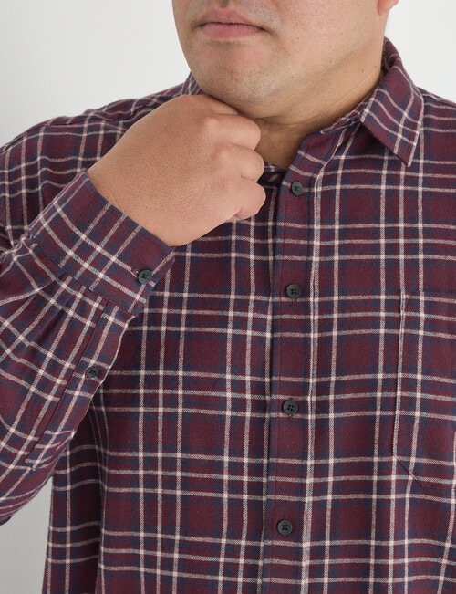 Gasoline King size Flannel Check Long Sleeve Shirt, Red product photo View 04 L