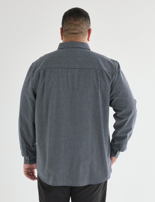 Gasoline King size Mini Check Long Sleeve Shirt, Navy product photo View 02 L