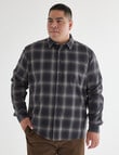 Gasoline King size Flannel Check Long Sleeve Shirt, Blue product photo