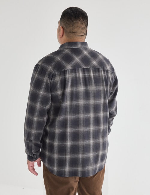 Gasoline King size Flannel Check Long Sleeve Shirt, Blue product photo View 02 L
