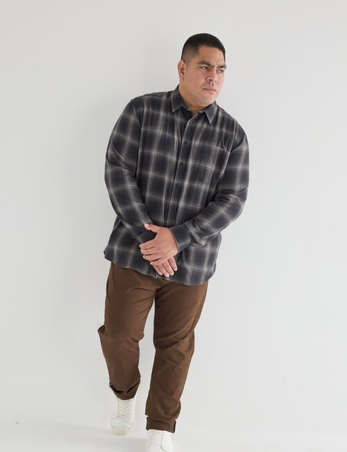 Gasoline King size Flannel Check Long Sleeve Shirt, Blue product photo View 03 L