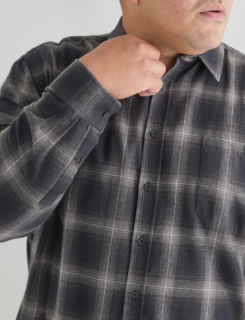 Gasoline King size Flannel Check Long Sleeve Shirt, Blue product photo View 04 L