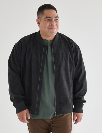 Gasoline King Size Suede Bomber Jacket, Black product photo