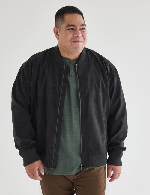 Gasoline King Size Suede Bomber Jacket, Black product photo