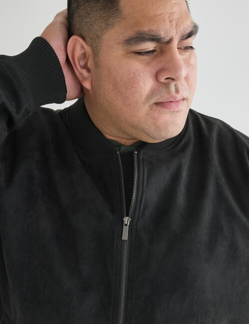 Gasoline King Size Suede Bomber Jacket, Black product photo View 04 L