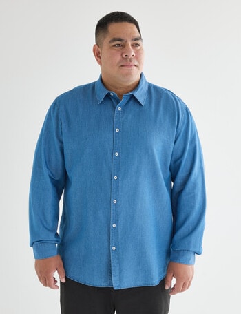 Gasoline King Size Denim Shirt, Light Indigo product photo