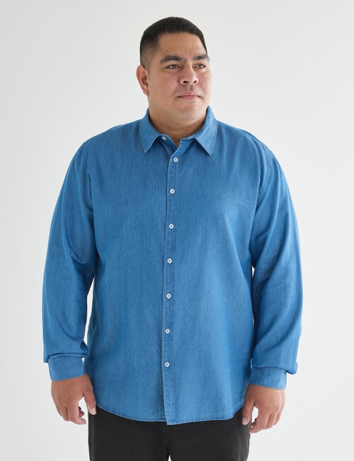 Gasoline King Size Denim Shirt, Light Indigo product photo