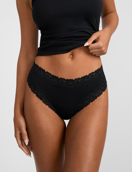 Jockey Parisienne Cotton Cheeky Brief, Black product photo View 02 L