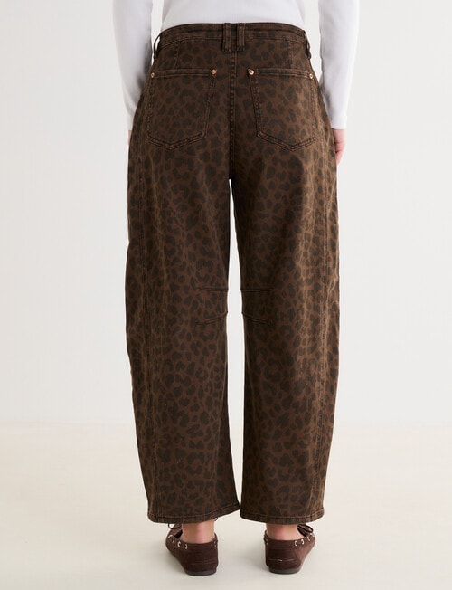 Denim Republic Barrel Leg Jean, Chocolate Leopard product photo View 02 L