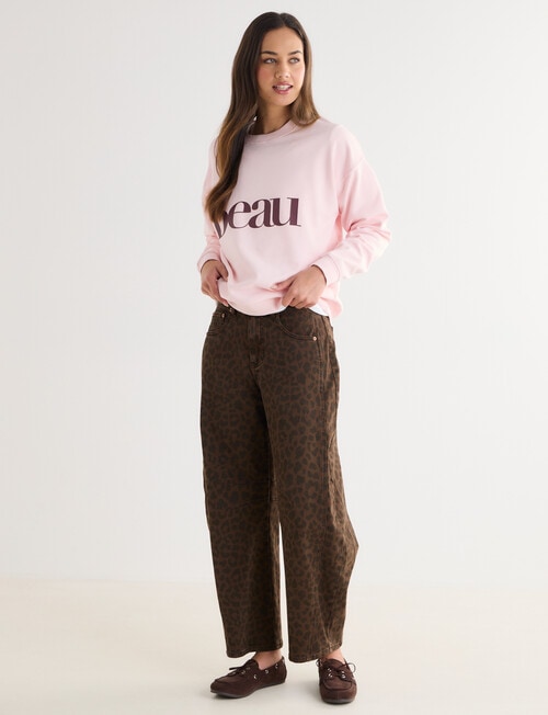 Denim Republic Barrel Leg Jean, Chocolate Leopard product photo View 03 L