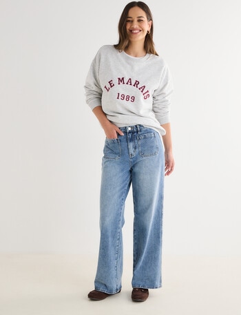 Denim Republic Patch Pocket Straight Leg Jeans, Nineties Blue product photo