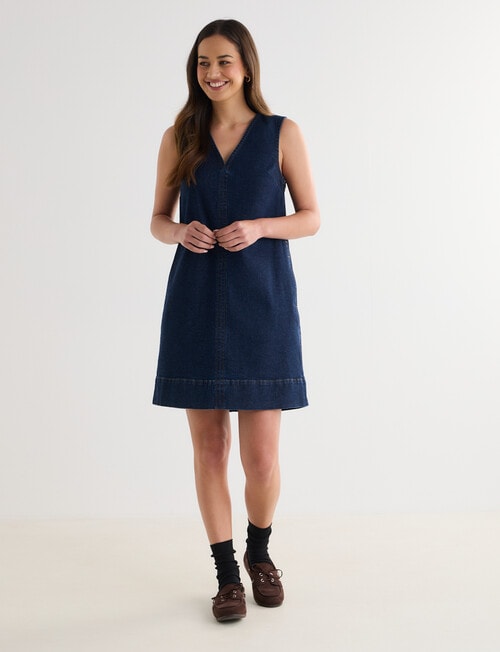 Denim Republic Sleeveless Shift Dress, Inky Blue product photo View 07 L