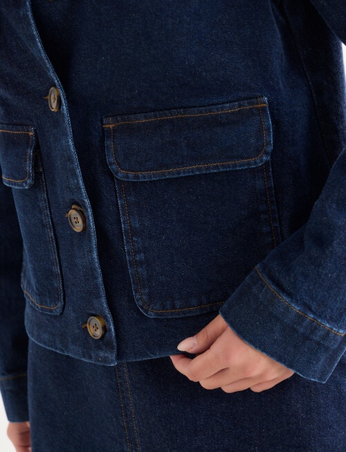 Denim Republic Cropped Patch Pocket Jacket, Inky Blue product photo View 05 L