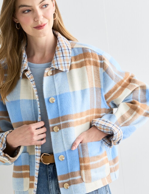 Zest Contrast Check Jacket, Blue Check product photo View 04 L