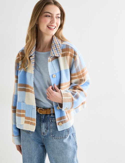 Zest Contrast Check Jacket, Blue Check product photo View 07 L