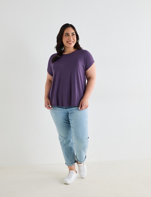 Bodycode Curve Boxy Short Sleeve Tee, Grape product photo View 03 L