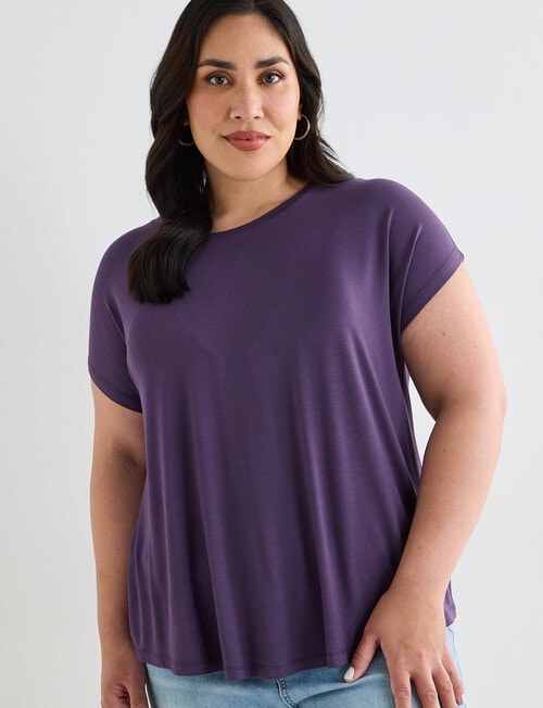 Bodycode Curve Boxy Short Sleeve Tee, Grape product photo View 04 L