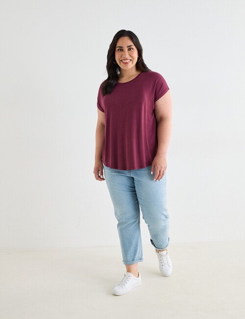 Bodycode Curve Boxy Short Sleeve Tee, Damson product photo View 03 L