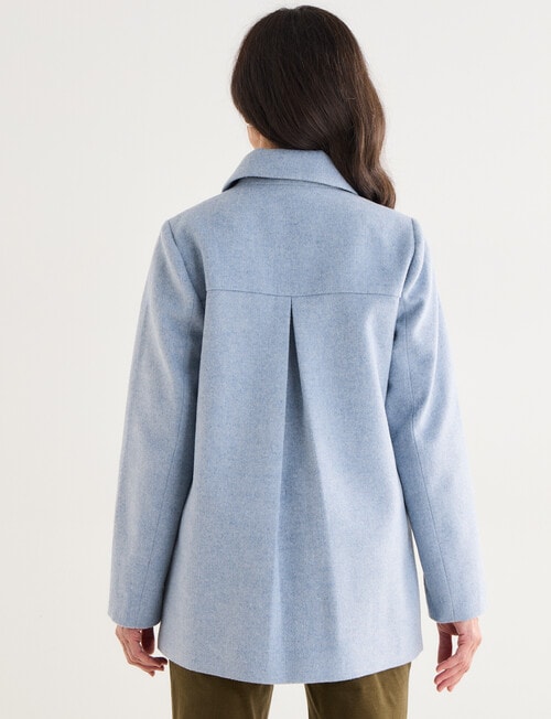 Ella J Short Winter Coat with Round Collar, Aqua product photo View 02 L