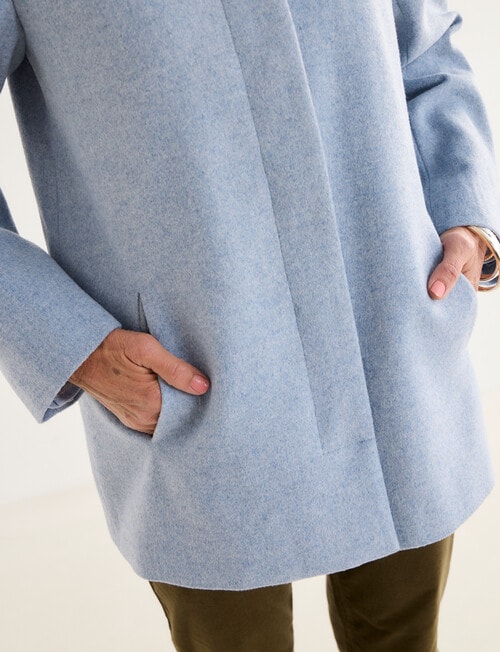 Ella J Short Winter Coat with Round Collar, Aqua product photo View 05 L
