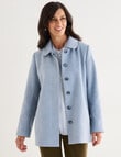Ella J Short Winter Coat with Round Collar, Aqua product photo View 07 S