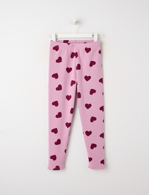 Mac & Ellie Hearts Full Length Cosy Fleece Leggings, Mauve product photo