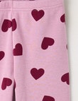 Mac & Ellie Hearts Full Length Cosy Fleece Leggings, Mauve product photo View 02 S