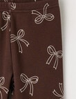 Mac & Ellie Bow Full Length Cosy Fleece Leggings, Chocolate product photo View 02 S