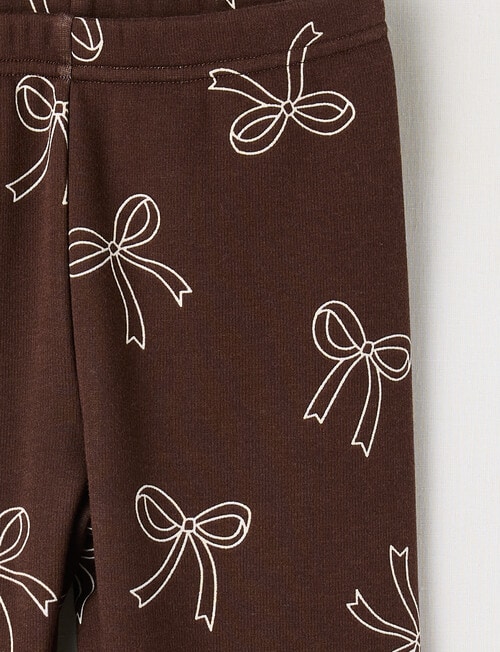 Mac & Ellie Bow Full Length Cosy Fleece Leggings, Chocolate product photo View 02 L