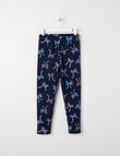 Mac & Ellie Bows Full Length Cosy Fleece Leggings, Navy product photo