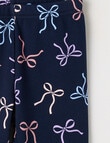 Mac & Ellie Bows Full Length Cosy Fleece Leggings, Navy product photo View 02 S