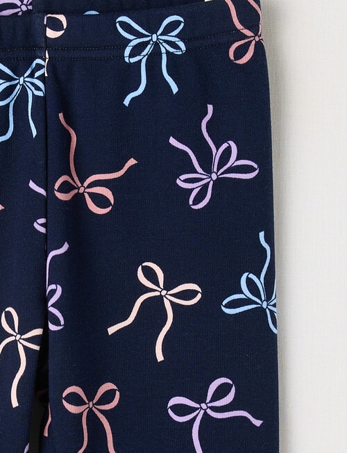 Mac & Ellie Bows Full Length Cosy Fleece Leggings, Navy product photo View 02 L
