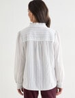 Ella J Self Stripe Ruffle Top, Ivory product photo View 02 S